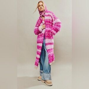 Free People Women's Pink Hollywood Cardi In Ivory Orchid Combo